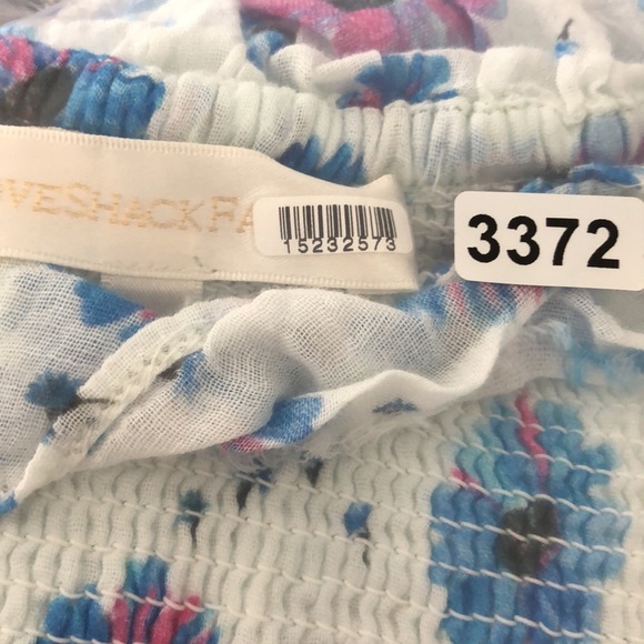 LoveShackFancy Kodie Dress Smocked Flutter Sleeve Blue Printed  L - Picture 12 of 12